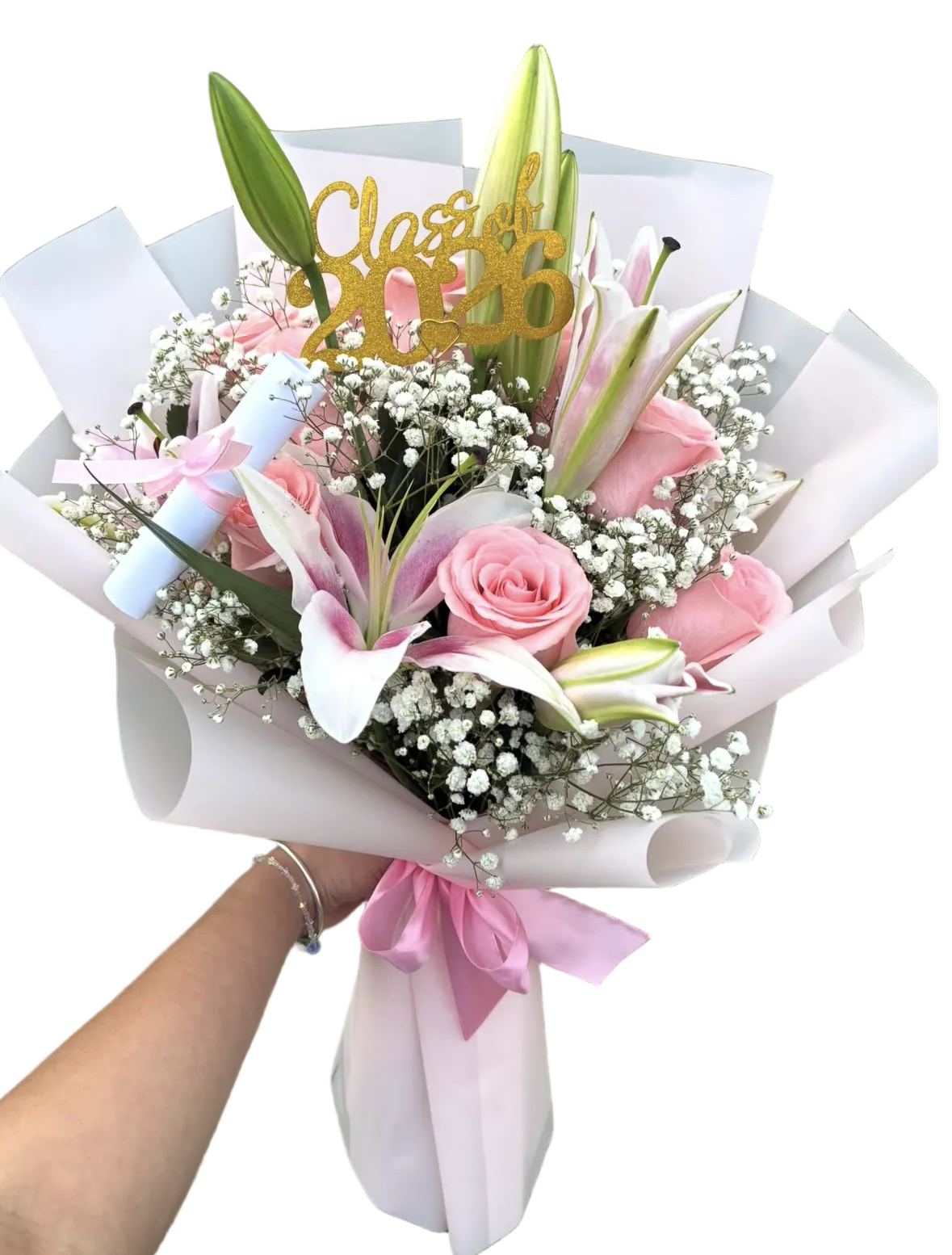 Graduation Rose & Lily Bouquet