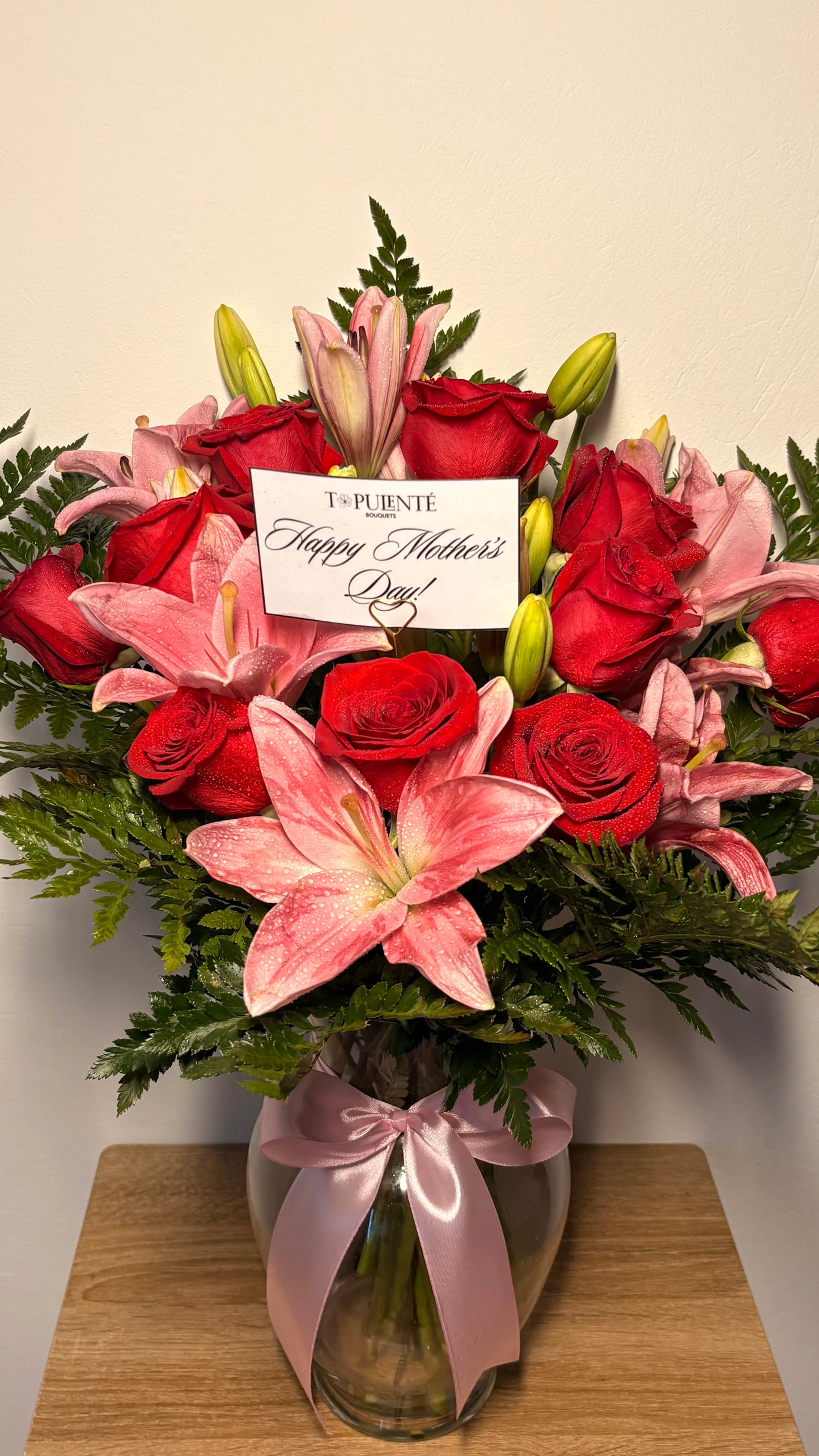 Rose and Lily Vase Arrangement