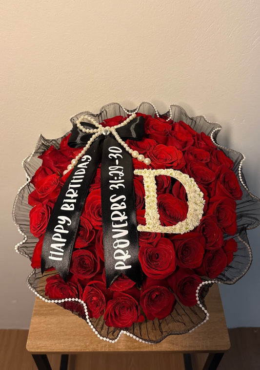 The Pearl Initial Rose Bouquet