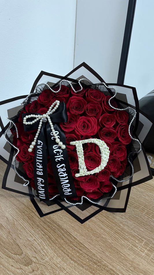 The Pearl Initial Rose Bouquet